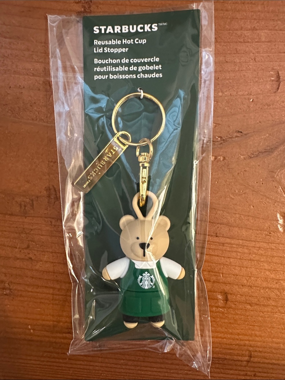 Starbucks Reusable Hot Cup Lid Stopper Holiday 2025 Bear Barista Keychain
